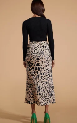 Renzo Skirt In Smudge Leopard
