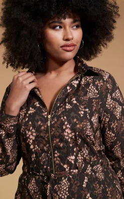Roxanna Jumpsuit In Brown Snake - Extended Sizing