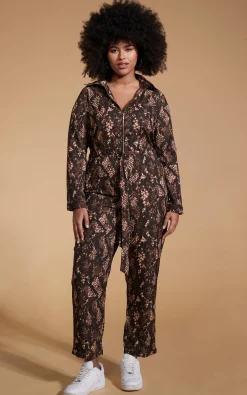Roxanna Jumpsuit In Brown Snake - Extended Sizing