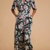 Savannah Jumpsuit In White On Black Floral