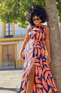 Sunset Dress In Abstract Leaf - Extended Sizing