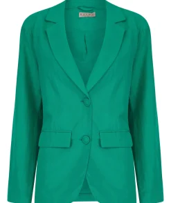 Tatiyana Linen Blazer In Vivid Green