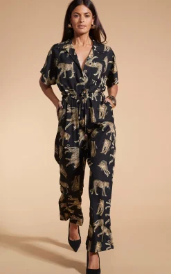 Zeta Jumpsuit In Roaming Leopards
